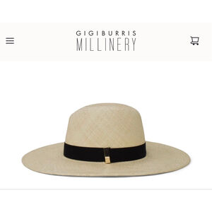 NWT! Gigi Burris Millinery Jeanne Panama Straw Hat Beige Black One Size